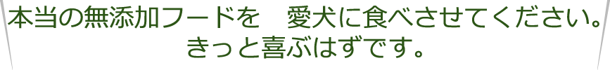 本当の無添加フードを愛犬に食べさせてください。きっと喜ぶはずです。